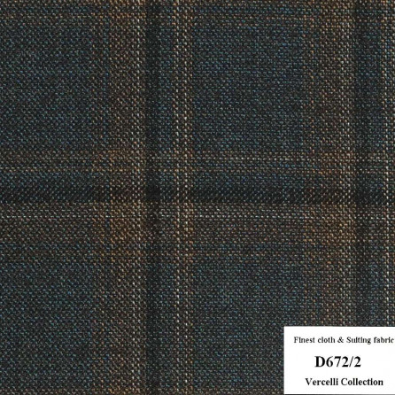 [HẾT HÀNG] D672/2 Vercelli CXM - Vải Suit 95% Wool - Xanh Dương Caro